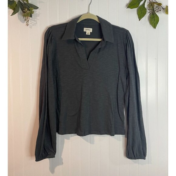 UpWest Womens Long Sleeve Collared Shirt M 100% Cotton Charcoal Gray - Picture 1 of 9